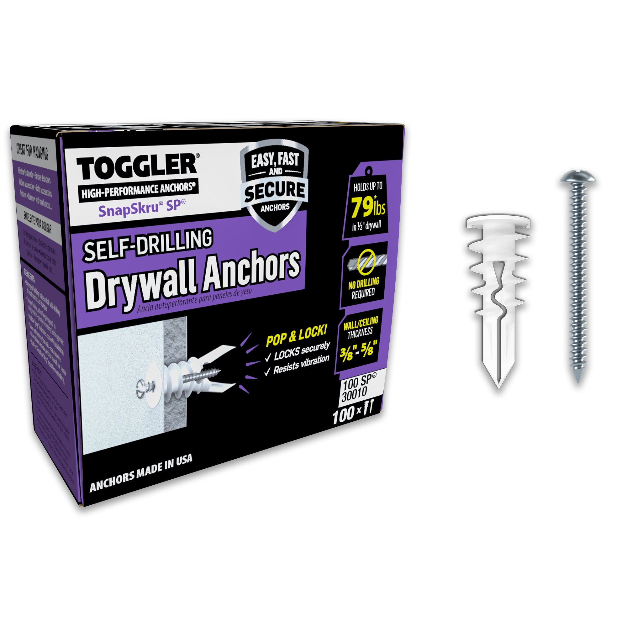 TOGGLER SnapSkru® Self-Drilling Drywall Anchor