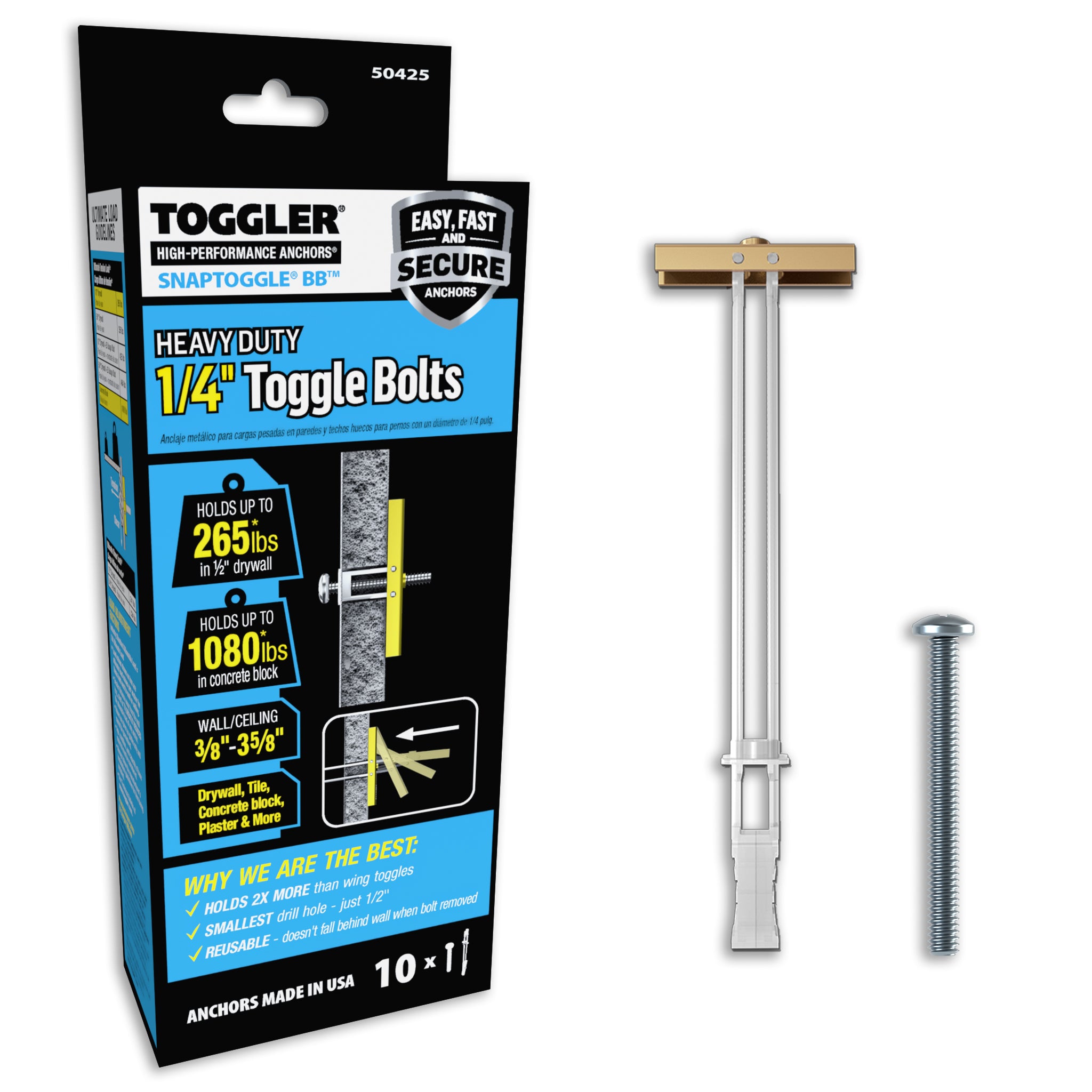 TOGGLER SNAPTOGGLE® Heavy-Duty Toggle Bolt — Carbon Steel